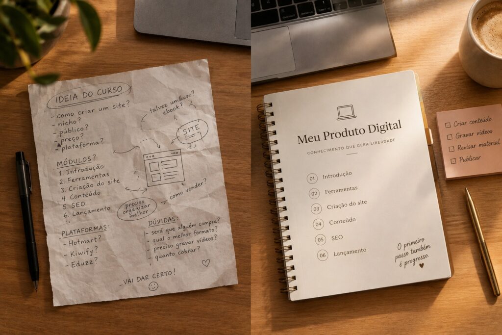 Rascunho de primeiro produto digital mostrando que ele não precisa ser perfeito para ser lançado